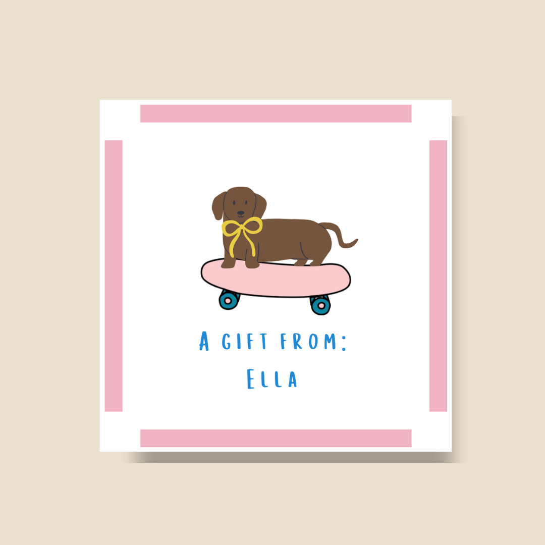 Pink Skateboard- Dog