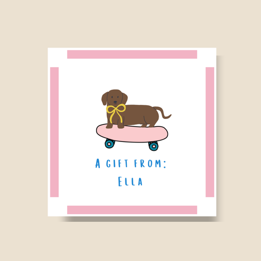 Pink Skateboard- Dog