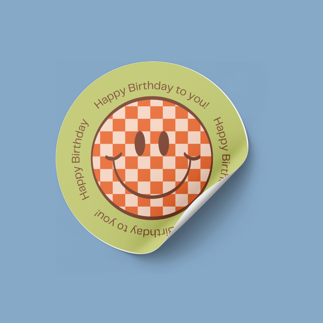 Stickers - Green/Orange Happy Face