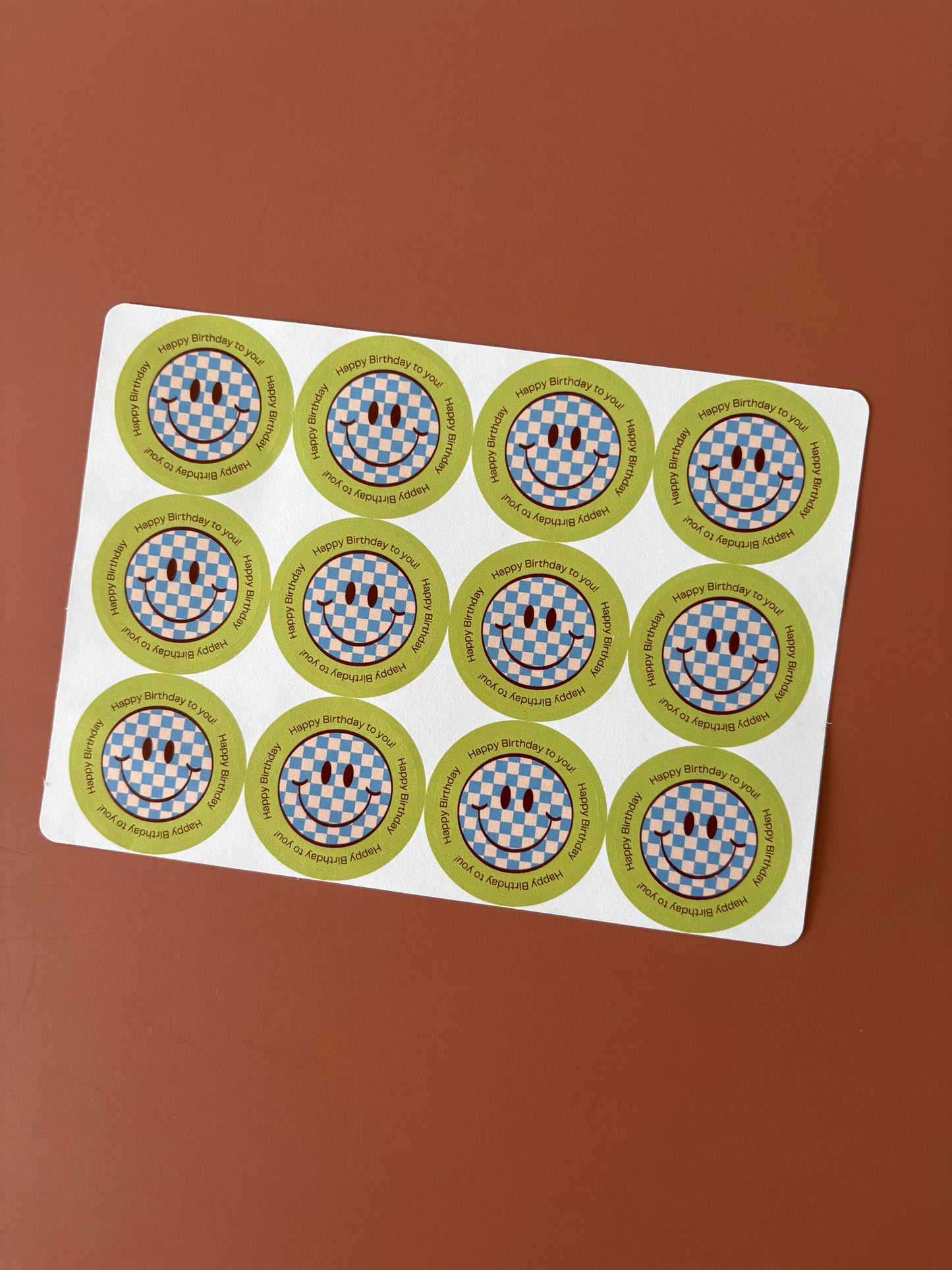 Stickers - Green/Blue Happy Face
