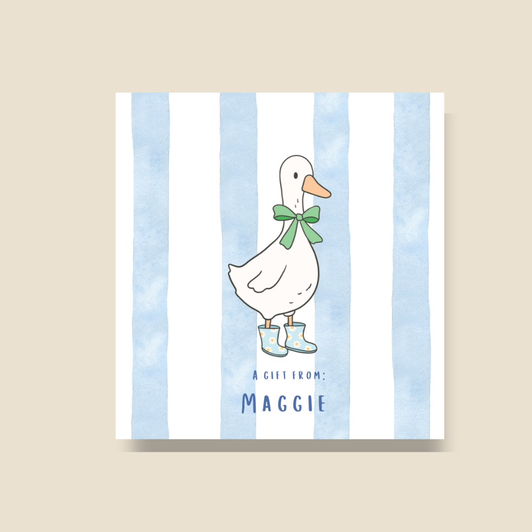 Striped - Bow Duck Gift Tag