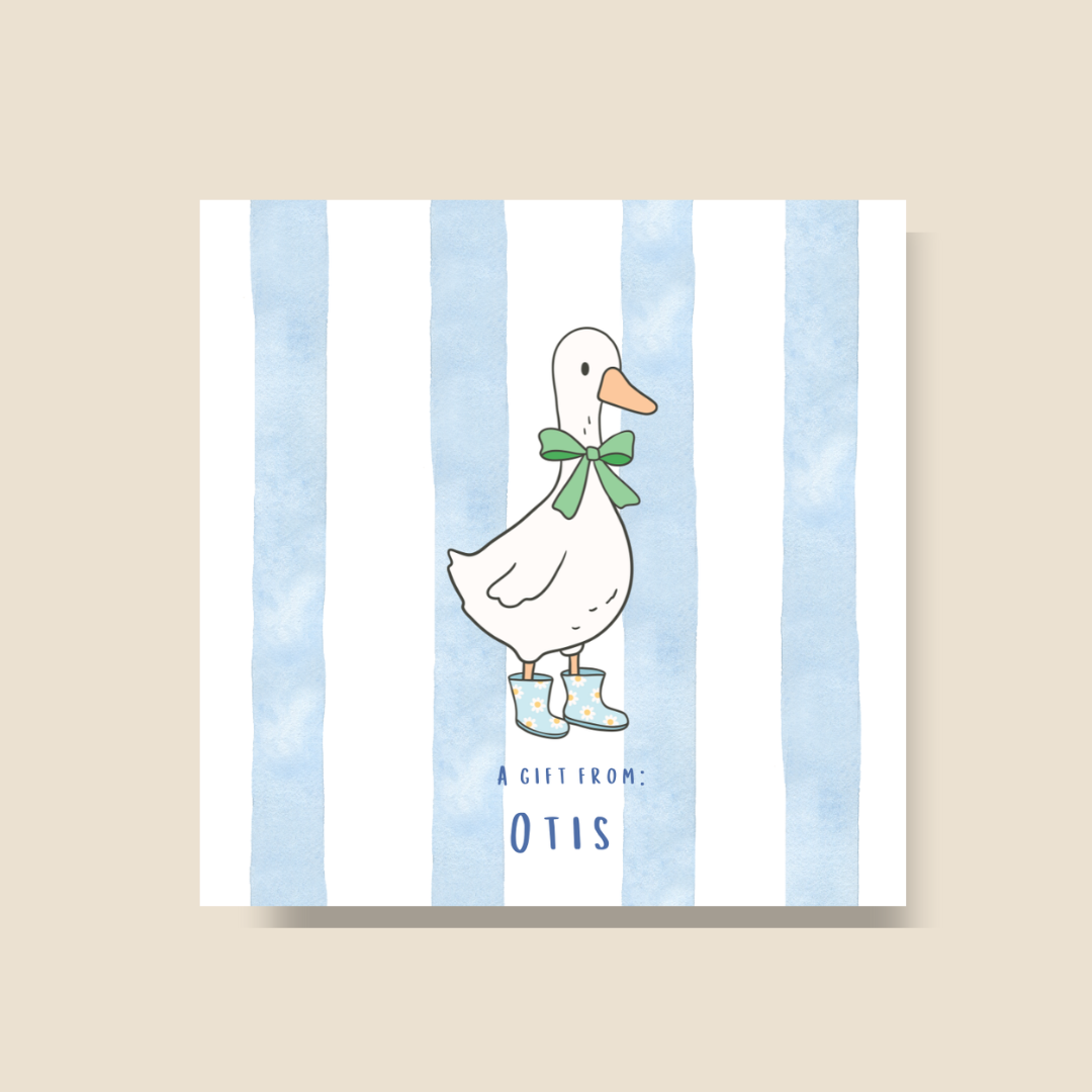 Striped - Bow Duck Gift Tag
