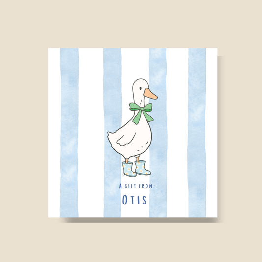 Striped - Bow Duck Gift Tag