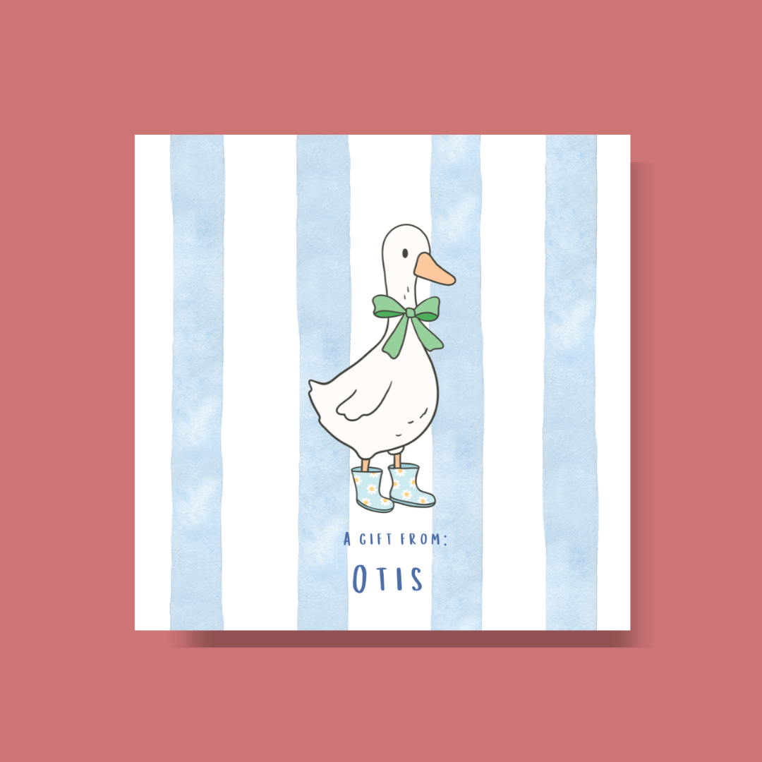Striped - Bow Duck Gift Tag