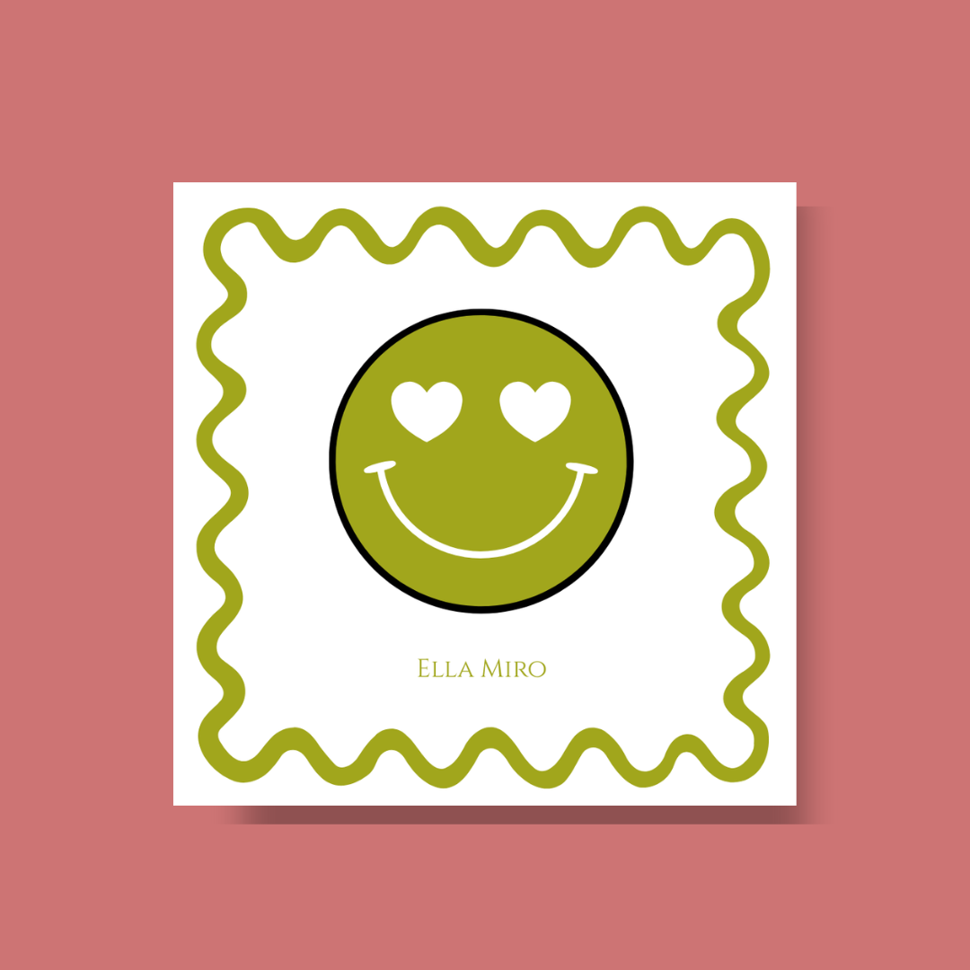 Green Happy face Gift Tag