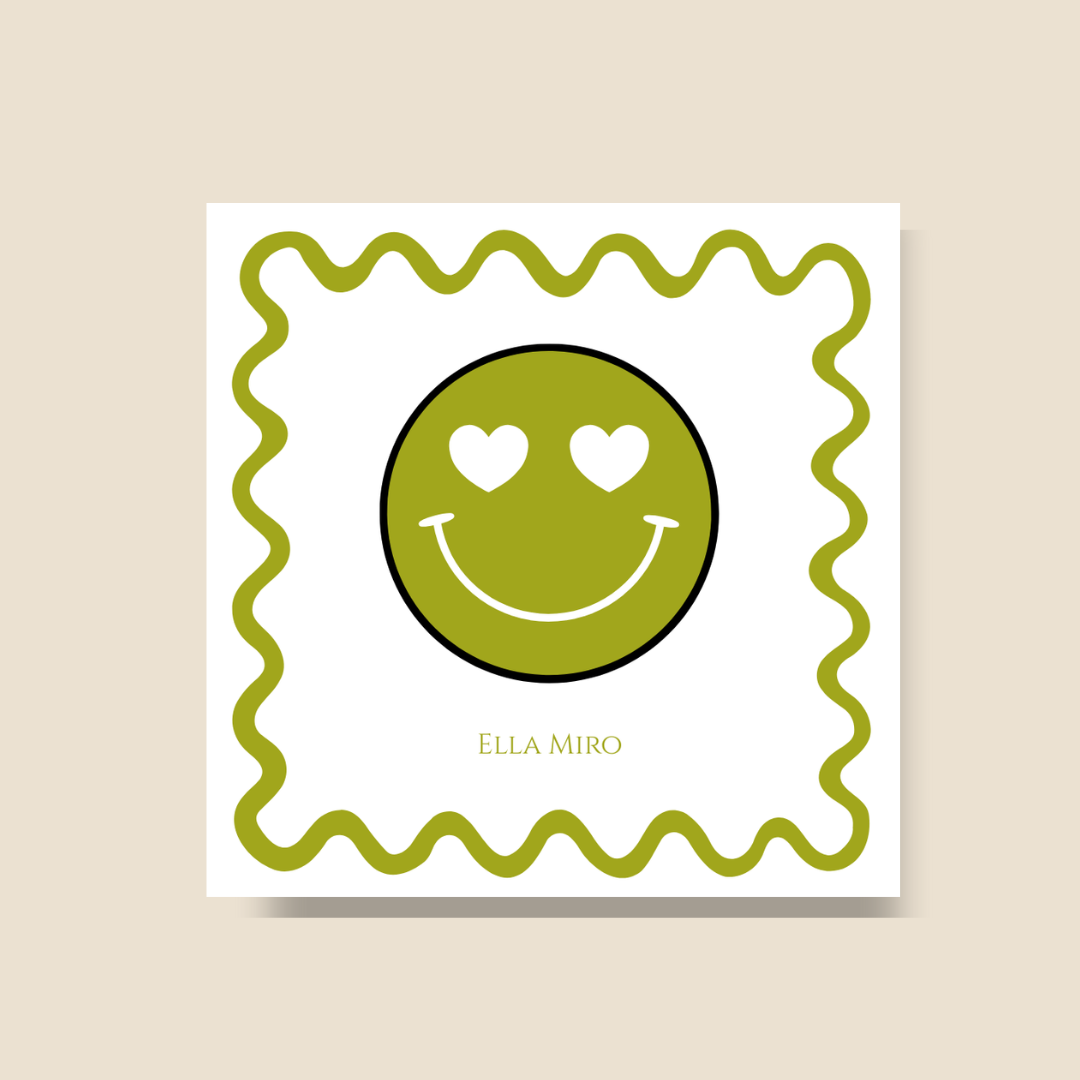 Green Happy face Gift Tag