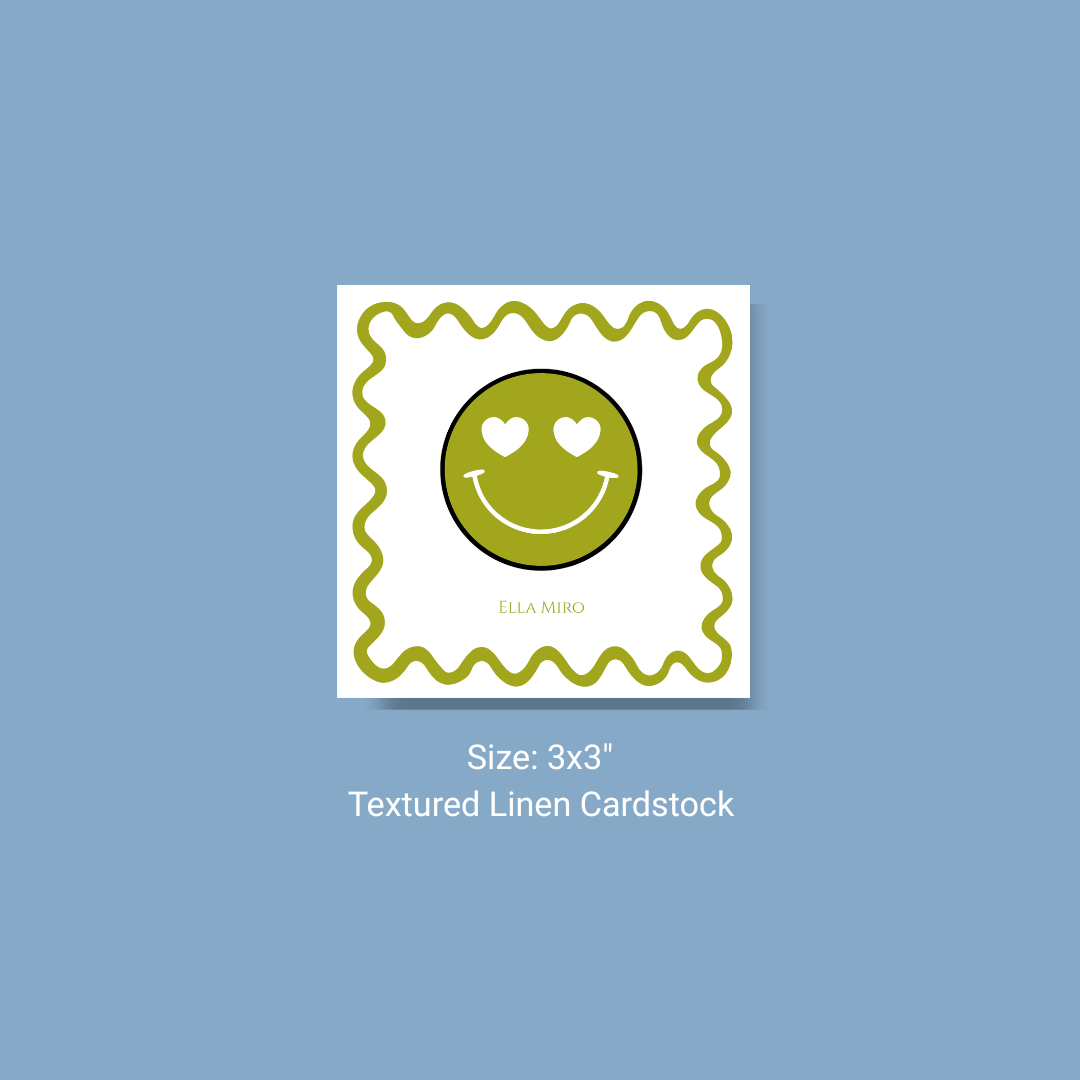 Green Happy face Gift Tag