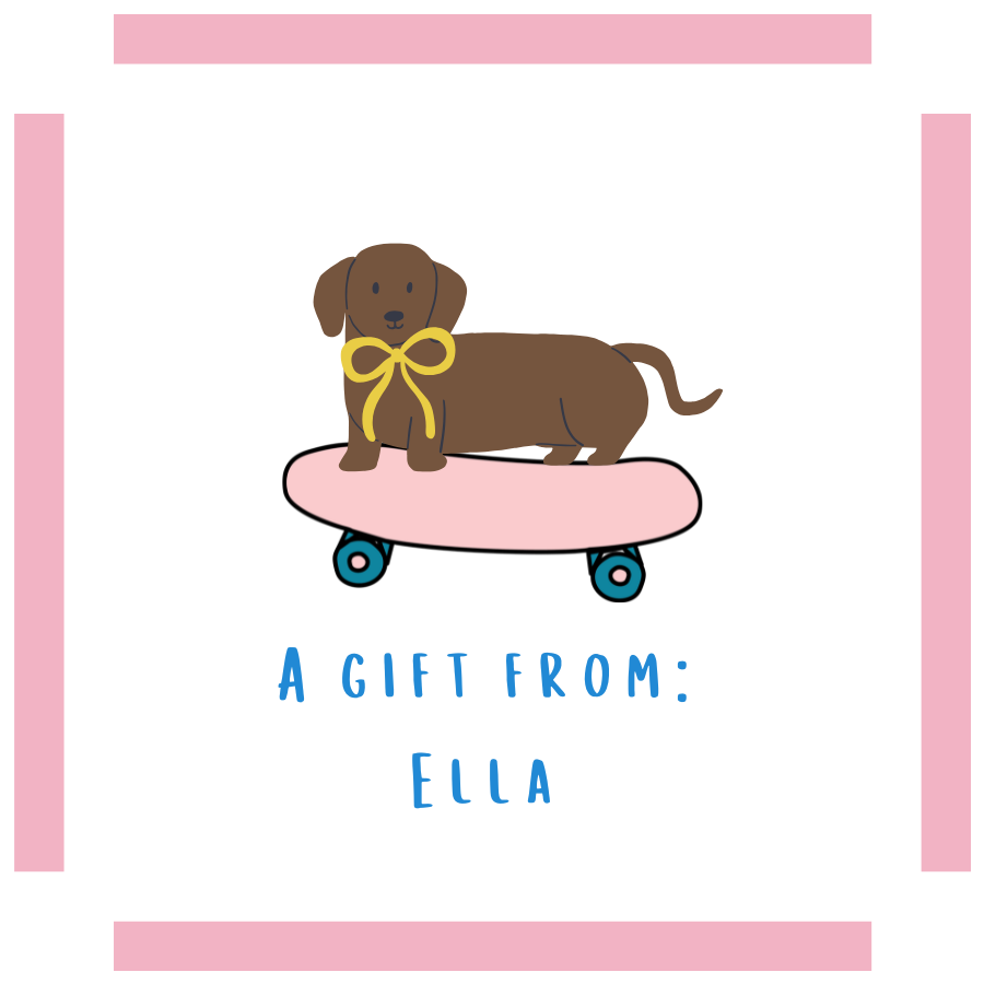 Pink Skateboard- Dog