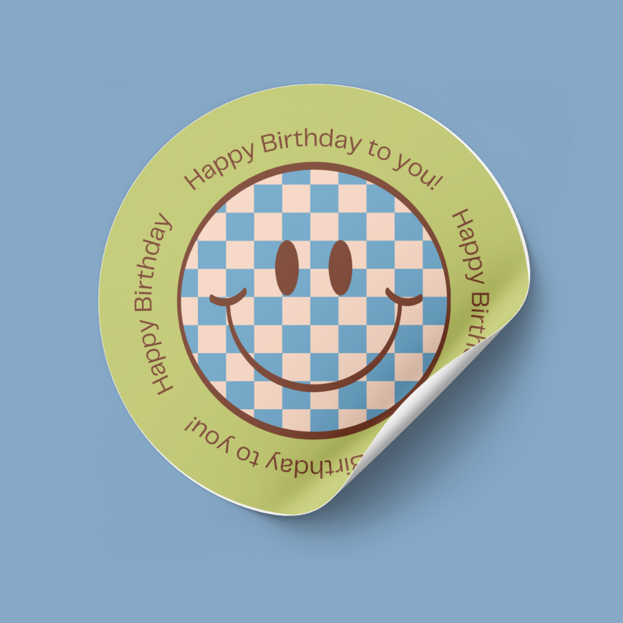 Stickers - Green/Blue Happy Face